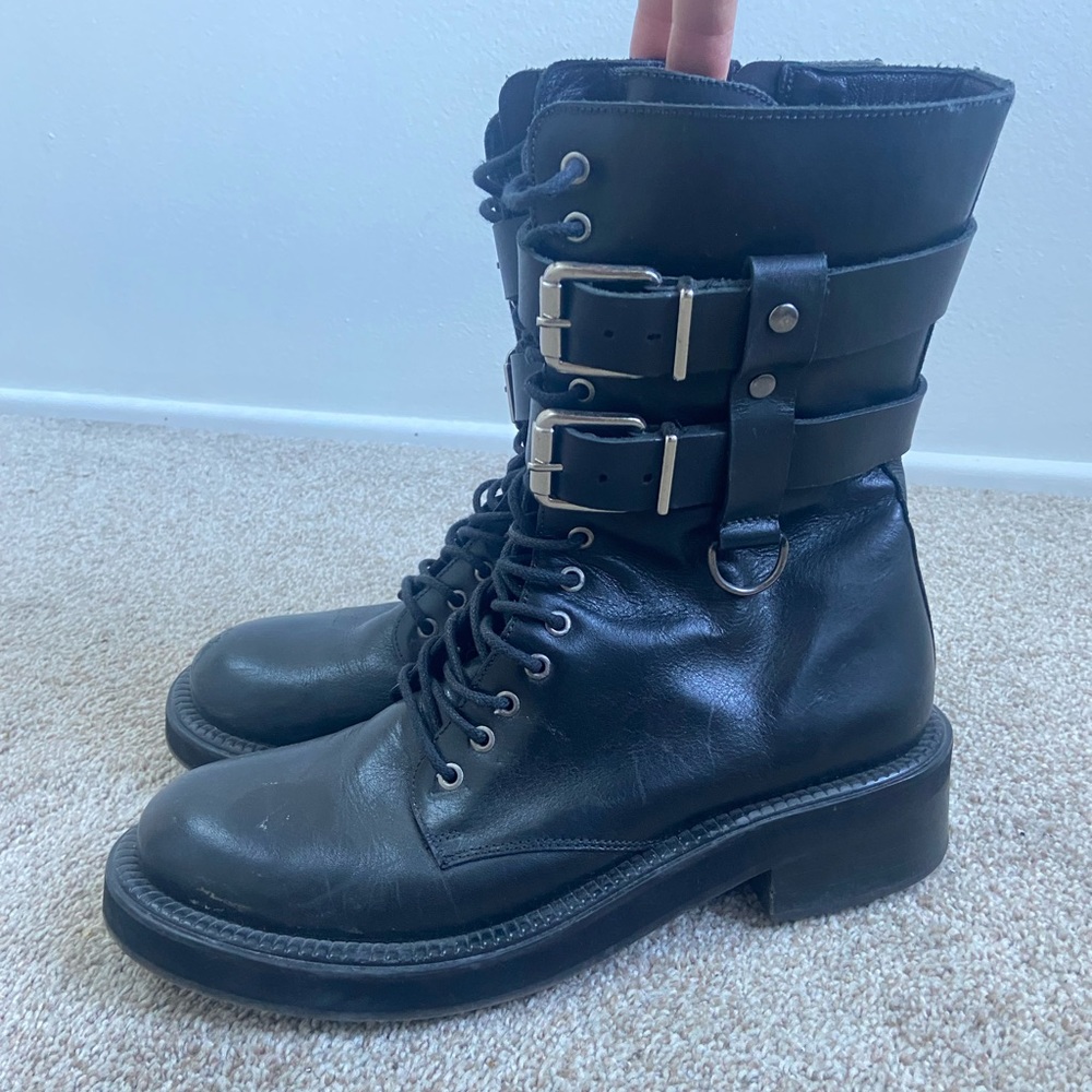 Leather combat boots